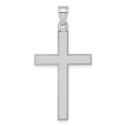 14K Weißgold Florentinisch Satiniert Kreuz Anhänger