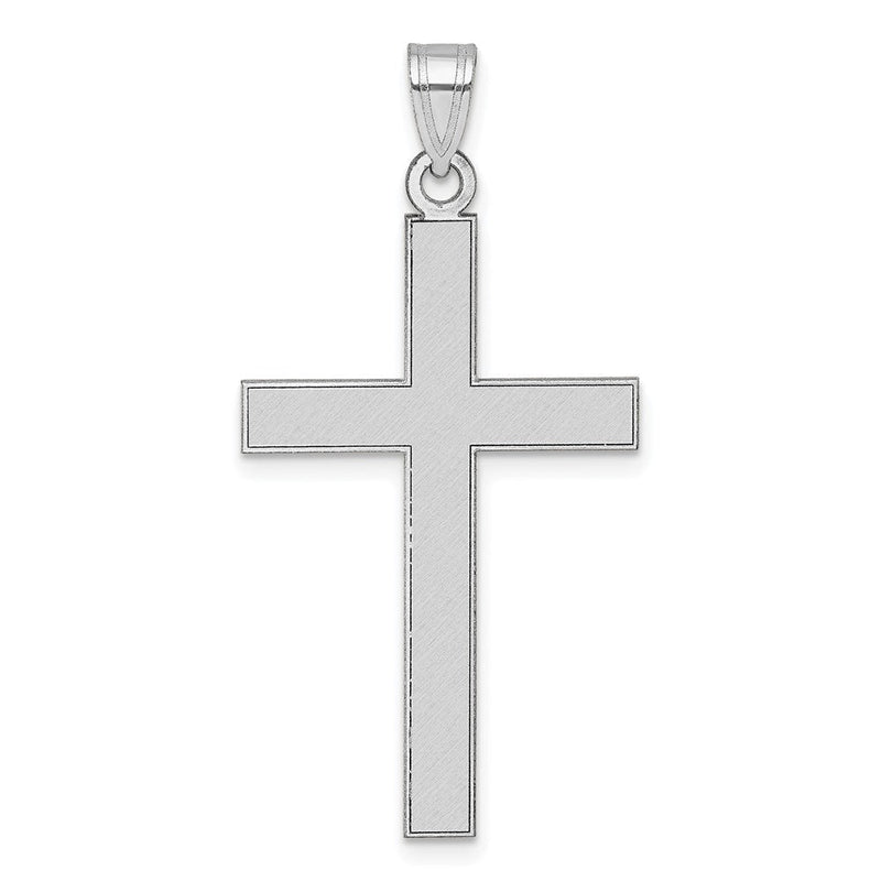 14K Weißgold Florentinisch Satiniert Kreuz Anhänger
