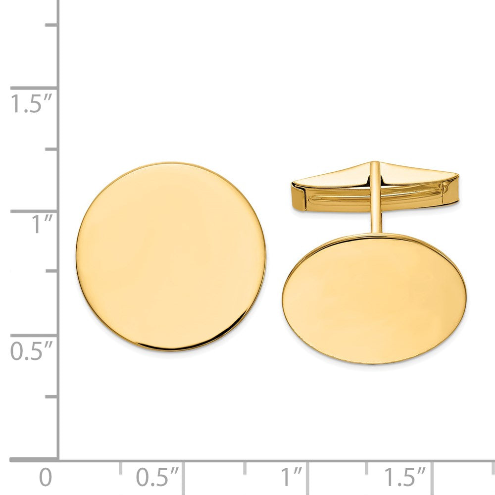 14K Gelbgold Herren Kreisförmig Poliert Manschette Knöpfe