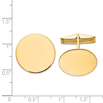 14K Gelbgold Herren Kreisförmig Poliert Manschette Knöpfe