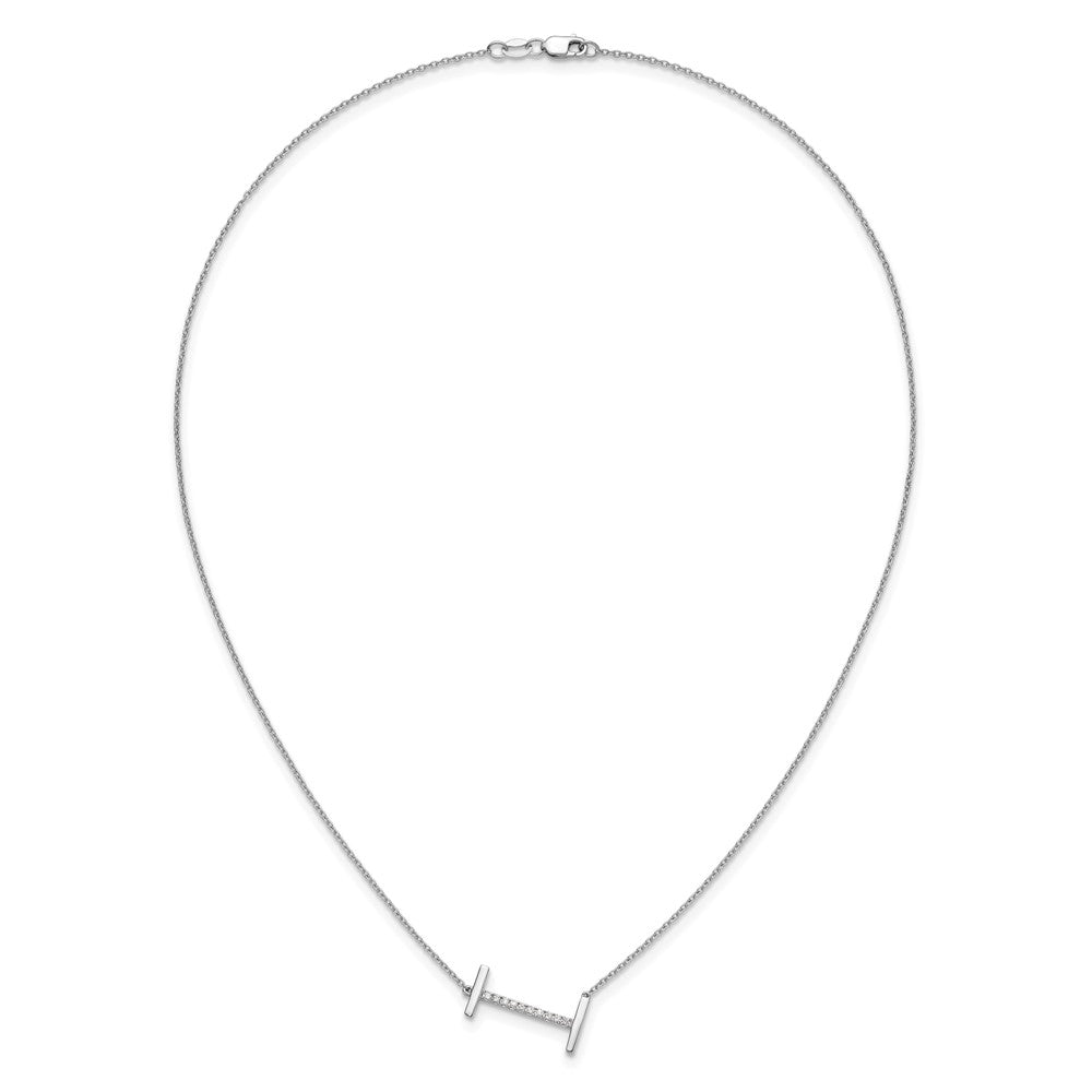 14K Weißgold Seitlich Diamant Initiale I 18 Zoll Halskette