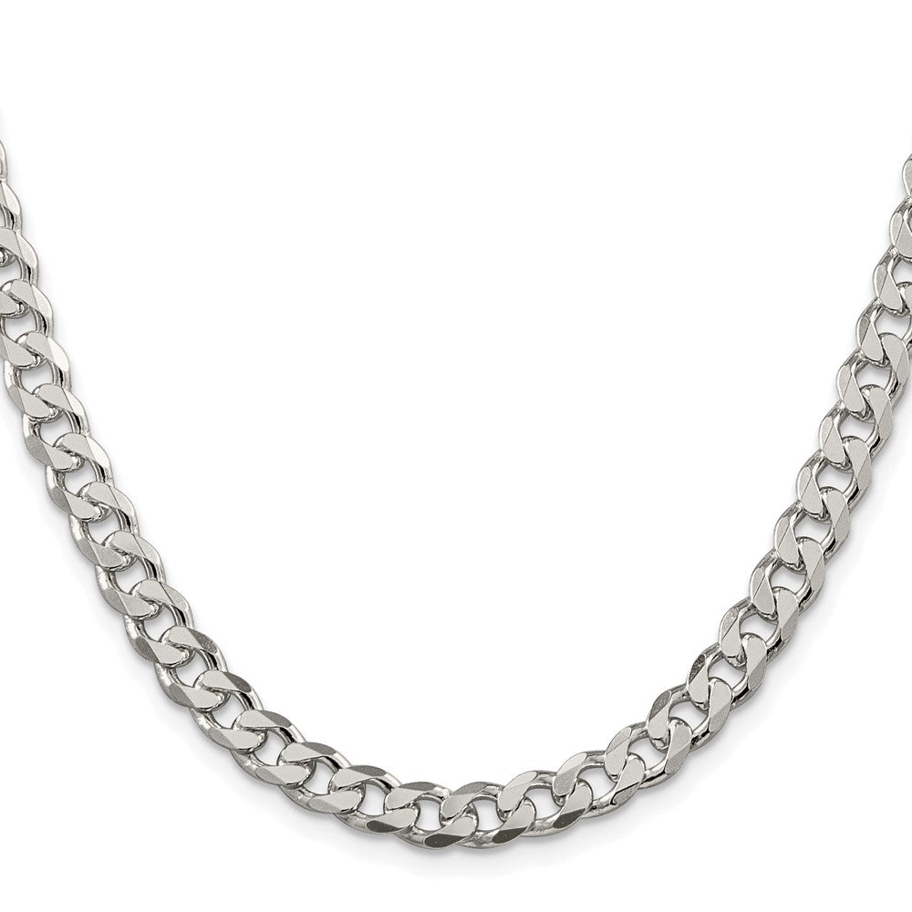 Sterlingsilber Rhodiniert 7mm Pavé‚ Panzer 26 Zoll Kette