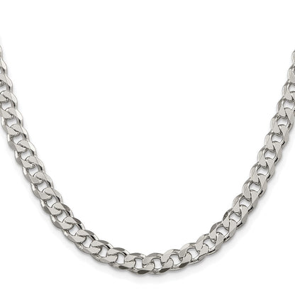 Sterlingsilber Rhodiniert 7mm Pavé‚ Panzer 26 Zoll Kette