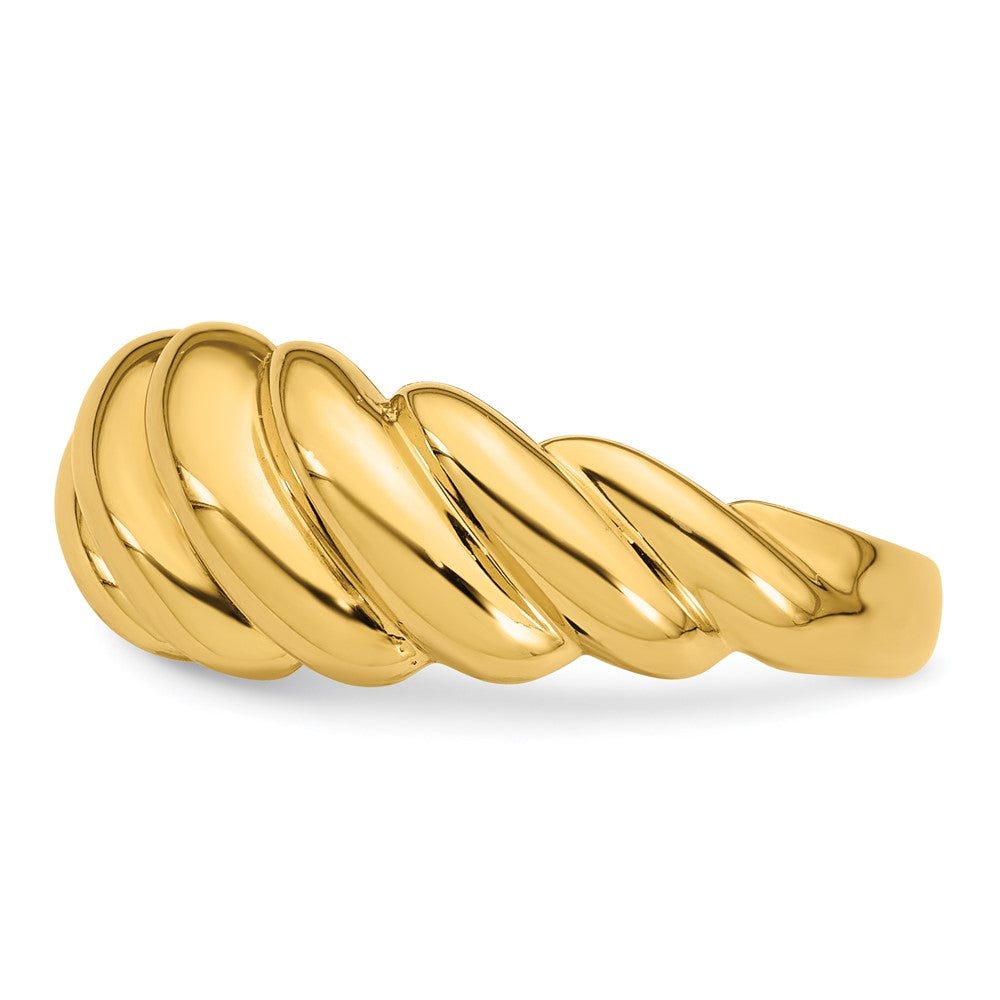 14K Gelbgold Poliert Gedrehter Abgestufter Gewölbter Ring, Größe 7
