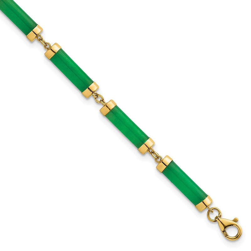 14K Gelbgold Poliert 4.0mm Jade Bars 7 Zoll Armband