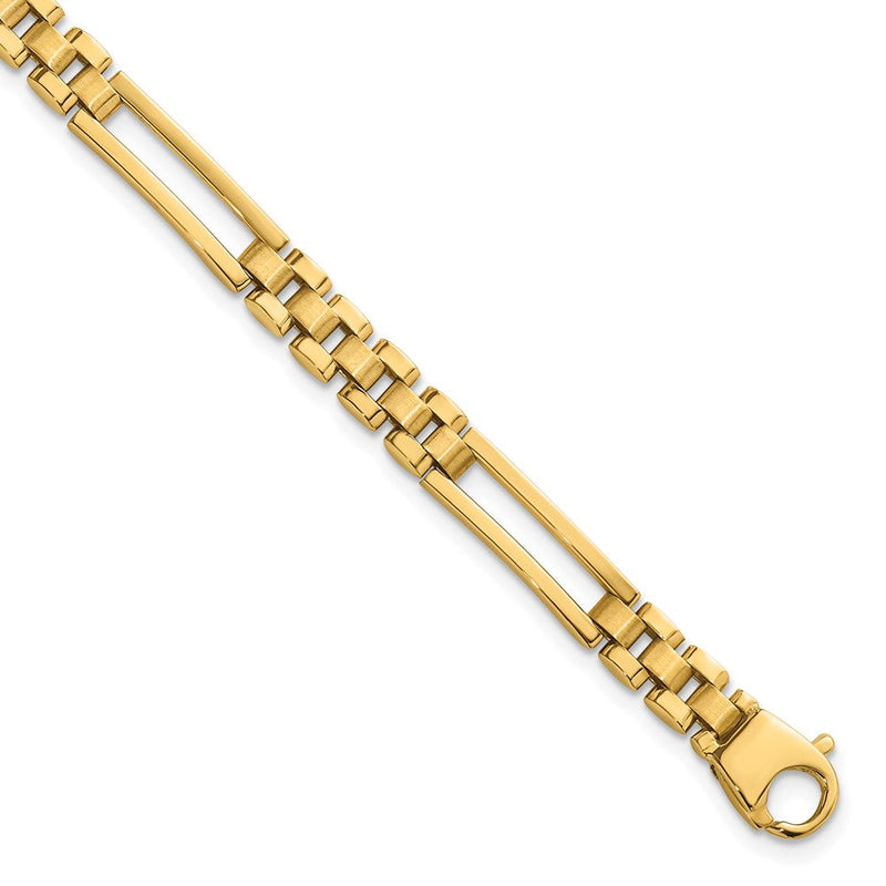 14K Gelbgold Poliert 6mm Fantasie Offen Multi Glieder 8 Zoll Armband