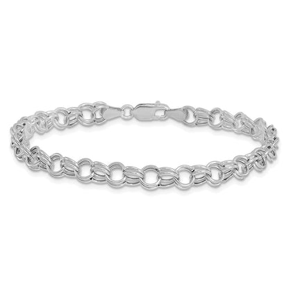 14K Weißgold 6mm Hohl Doppelt Glieder Charm Armband