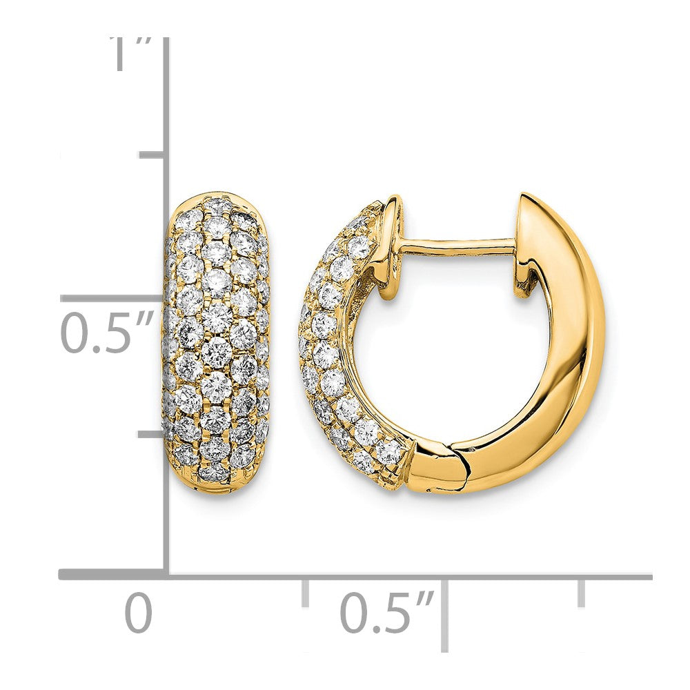 14K Gelbgold Creolen mit Klappscharnier und Diamant-Pavé, 1K