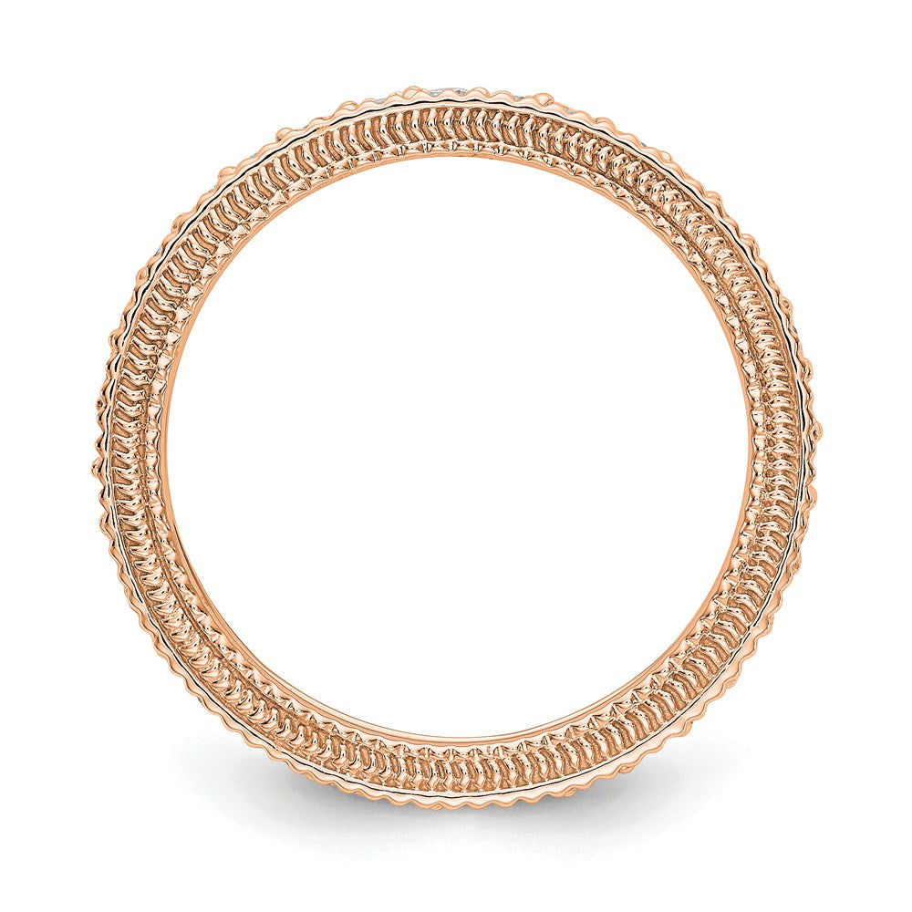 14K Roségold Poliert 3/4ct Milgrain Kante Diamant Memoire Ehering Ring