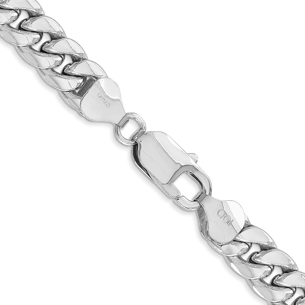 14K Weißgold 7.3mm Halbmassiv Miami Kubanisch Halskette
