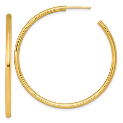 14K Gelbgold Poliert 2.5 X 50mm Röhre C-hoop Ohrstecker