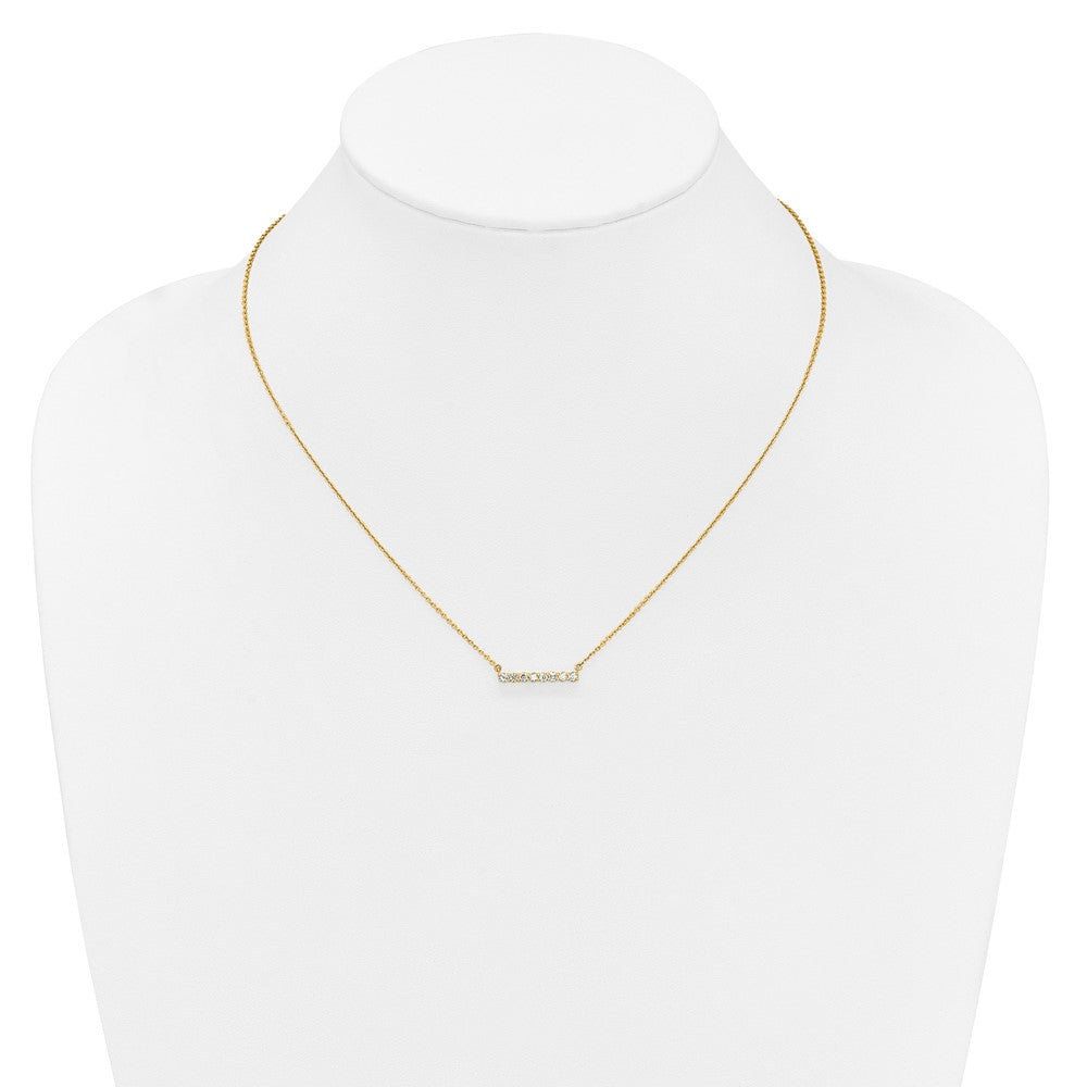 14K Gelbgold Poliert 1/3 Karat Diamant Stab 18 Zoll Halskette