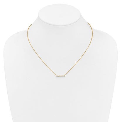 14K Gelbgold Poliert 1/3 Karat Diamant Stab 18 Zoll Halskette