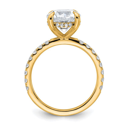 14K Gelbgold Verlobungsring mit 3,5K zertifiziertem, laborgezüchtetem Diamant, rund, Solitär mit Flair, VS/SI+ G+