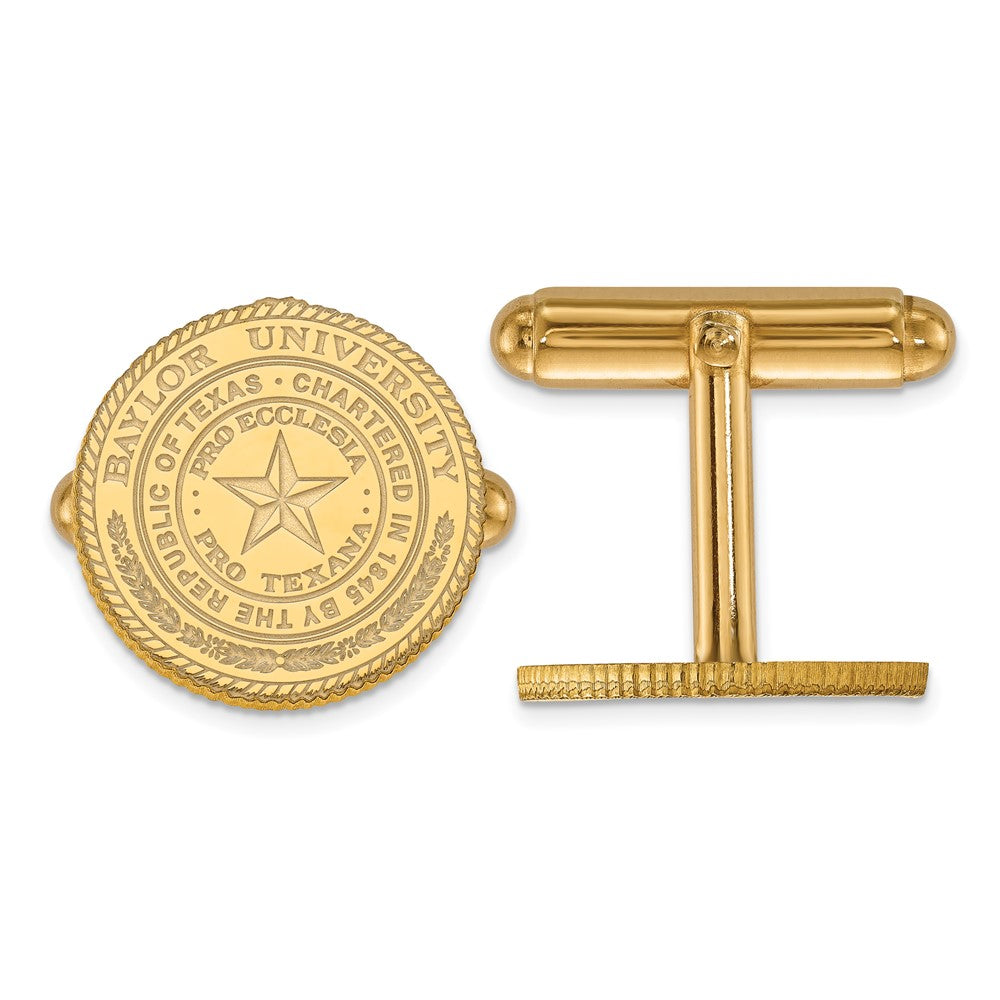 14K Gelbgold Gold Logoart Baylor University Wappen Manschette Knöpfe