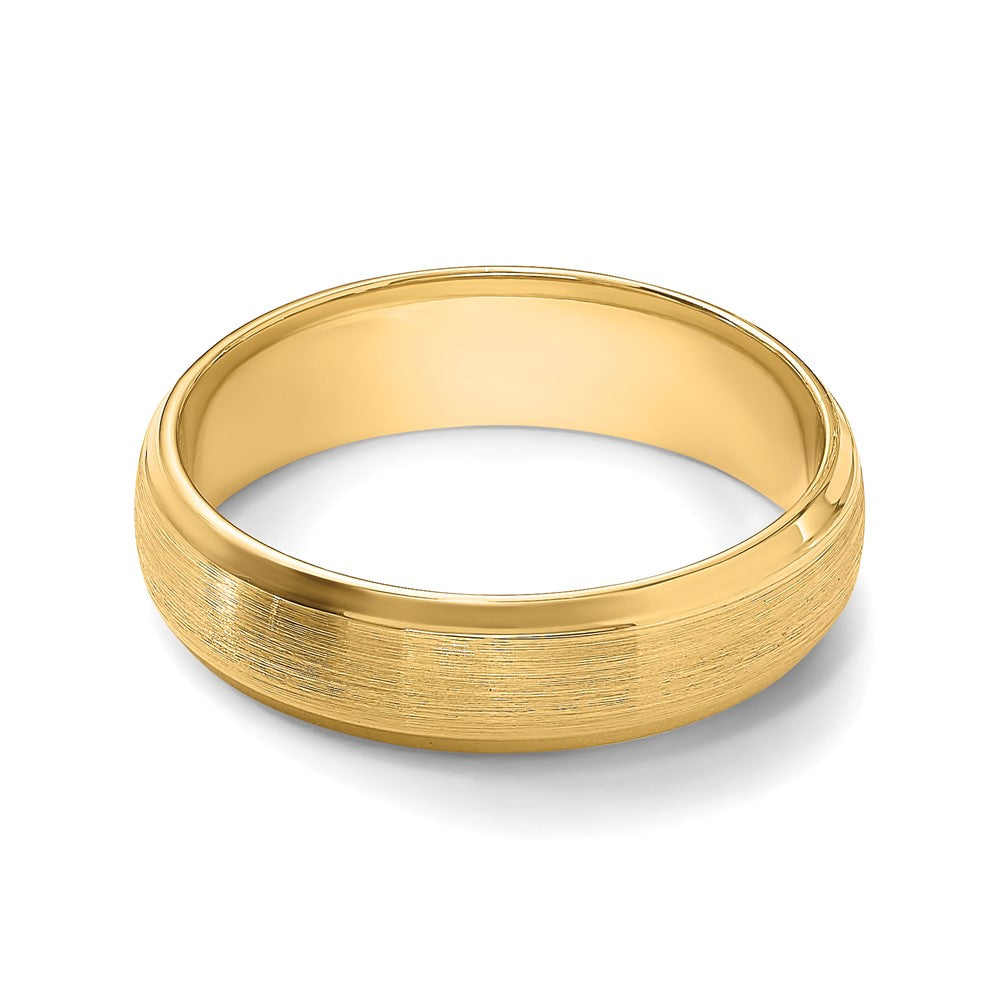 14K Gelbgold 6 mm Ehering, schwer, Komfort-Passform, gebürstet-satiniert mit polierter abgeschrägter Kante