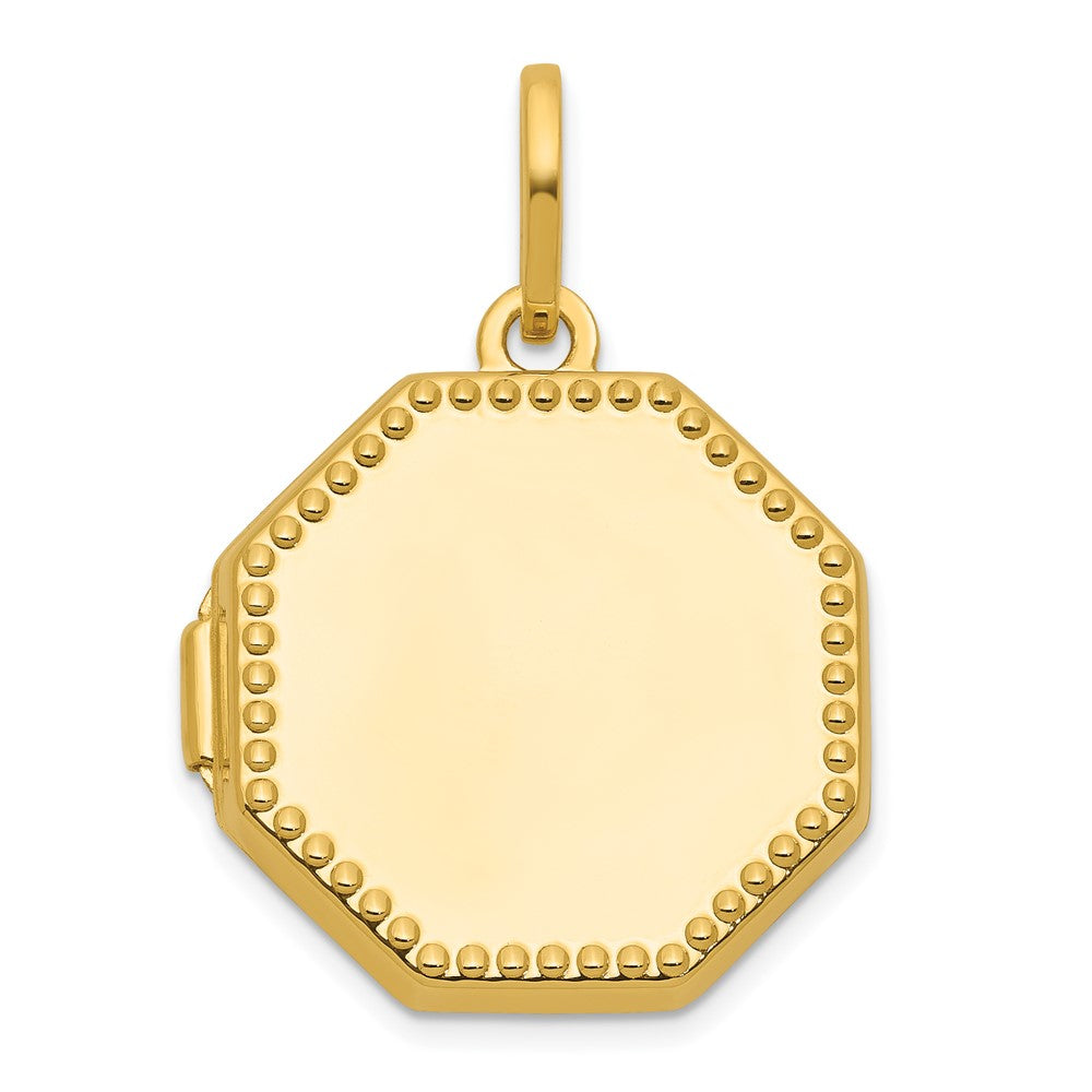 14K Gelbgold Poliert mit Gekugelt Rand 18mm Octagon Geformt Medaillon