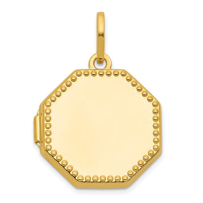 14K Gelbgold Poliert mit Gekugelt Rand 18mm Octagon Geformt Medaillon