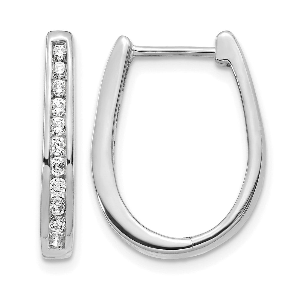14K Weißgold Diamant-Creolen mit Kanalfassung, oval, 0,5 ct., klappbar