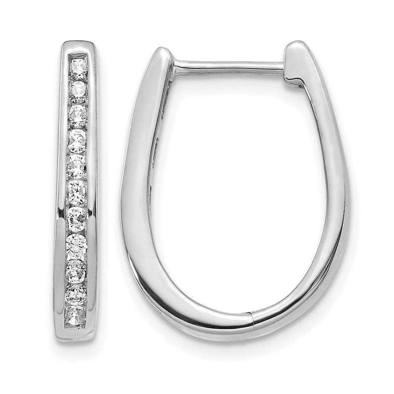 14K Weißgold Diamant-Creolen mit Kanalfassung, oval, 0,5 ct., klappbar