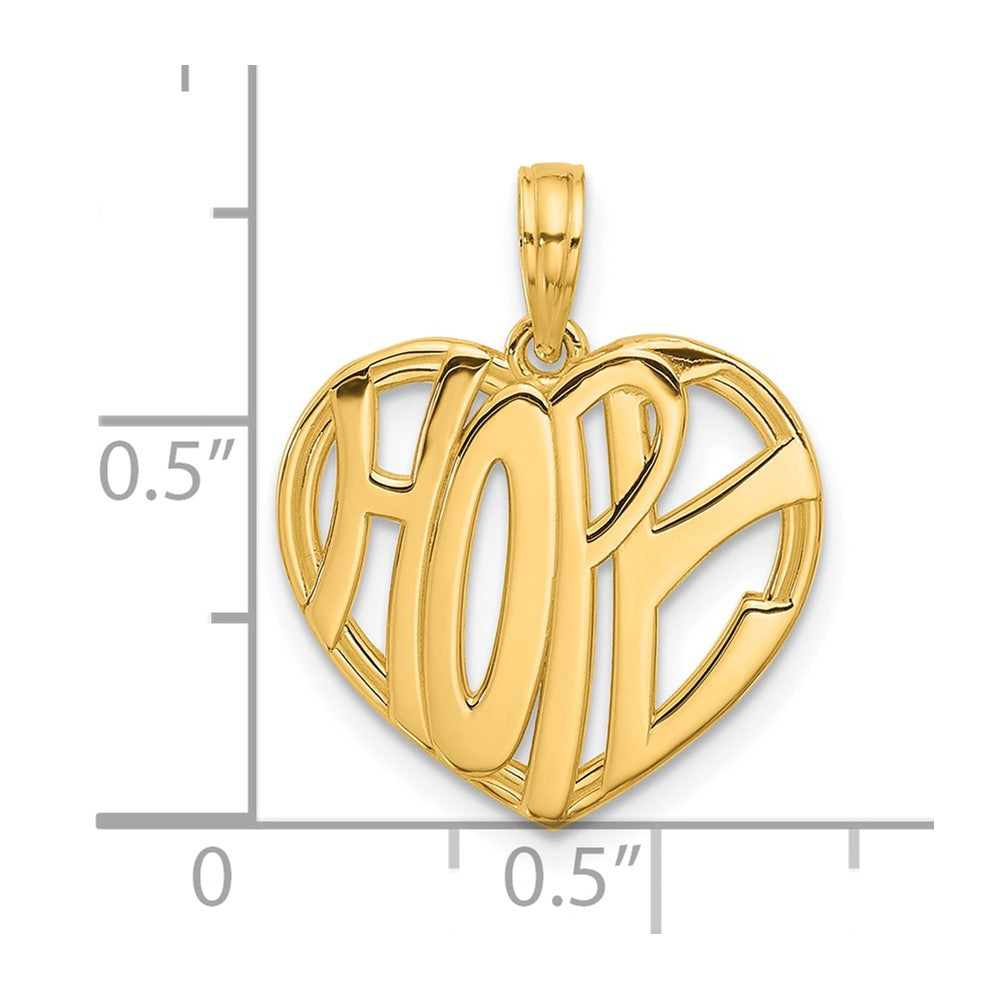 14K Gelbgold Polierter HOPE Herz-Charm