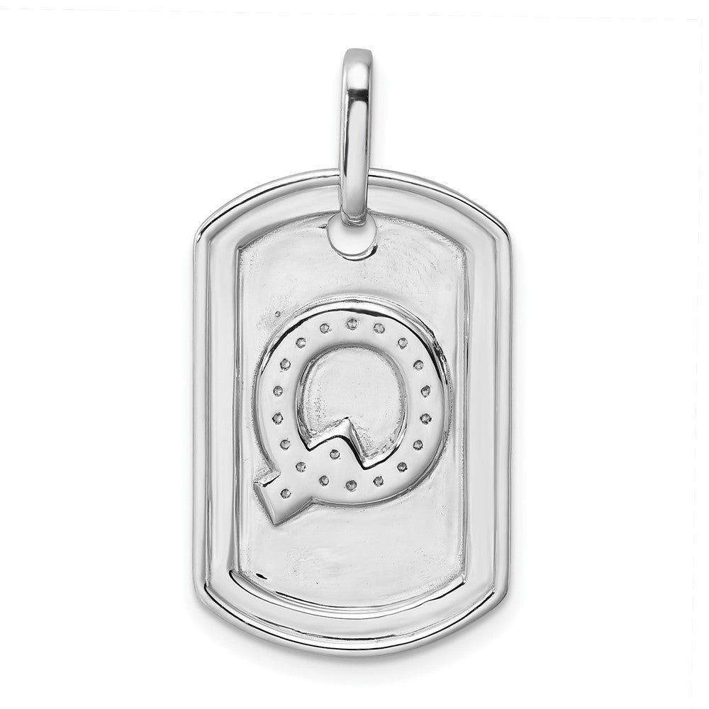 14K Weißgold Diamant-Initial-Q-Erkennungsmarke-Charm