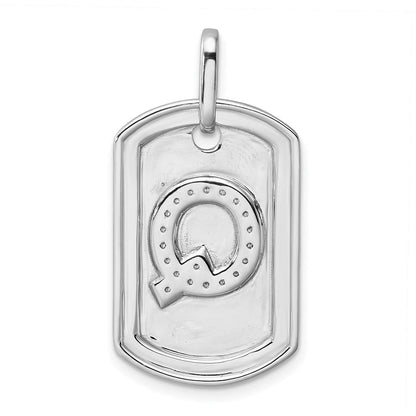 14K Weißgold Diamant-Initial-Q-Erkennungsmarke-Charm