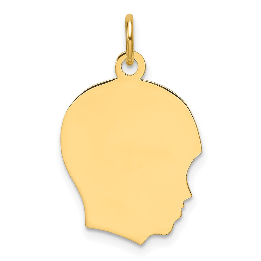 14K Gelbgold Schlicht Mittel Zugewandt Right Gravierbar Junge Kopf Charm