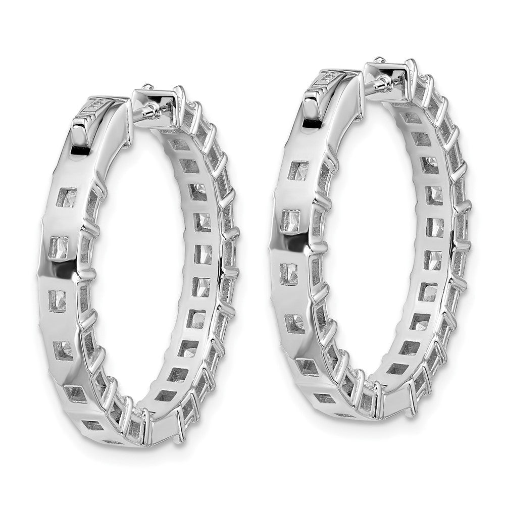 14K Weißgold Innen/Außen Zertifizierte Laborgezüchtete VS/SI GH Princess-Diamant-Creolen