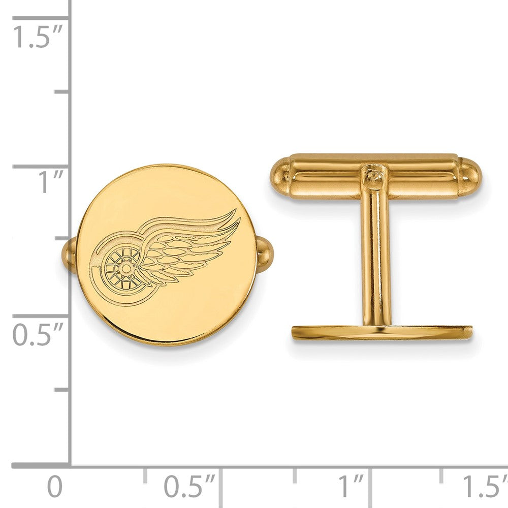14K Gelbgold Gold Nhl Logoart Detroit Rot Flügel Manschette Knöpfe
