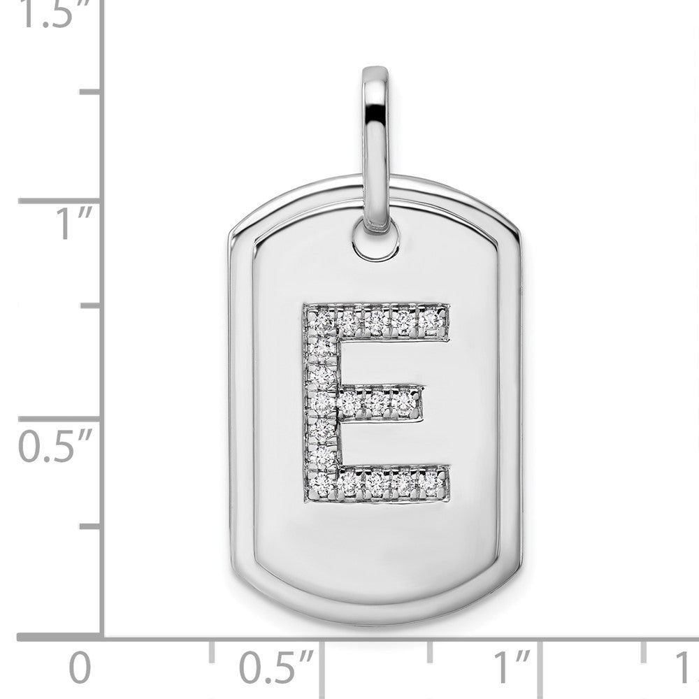14K Weißgold Diamant-Erkennungsmarken-Charm mit Buchstabe E
