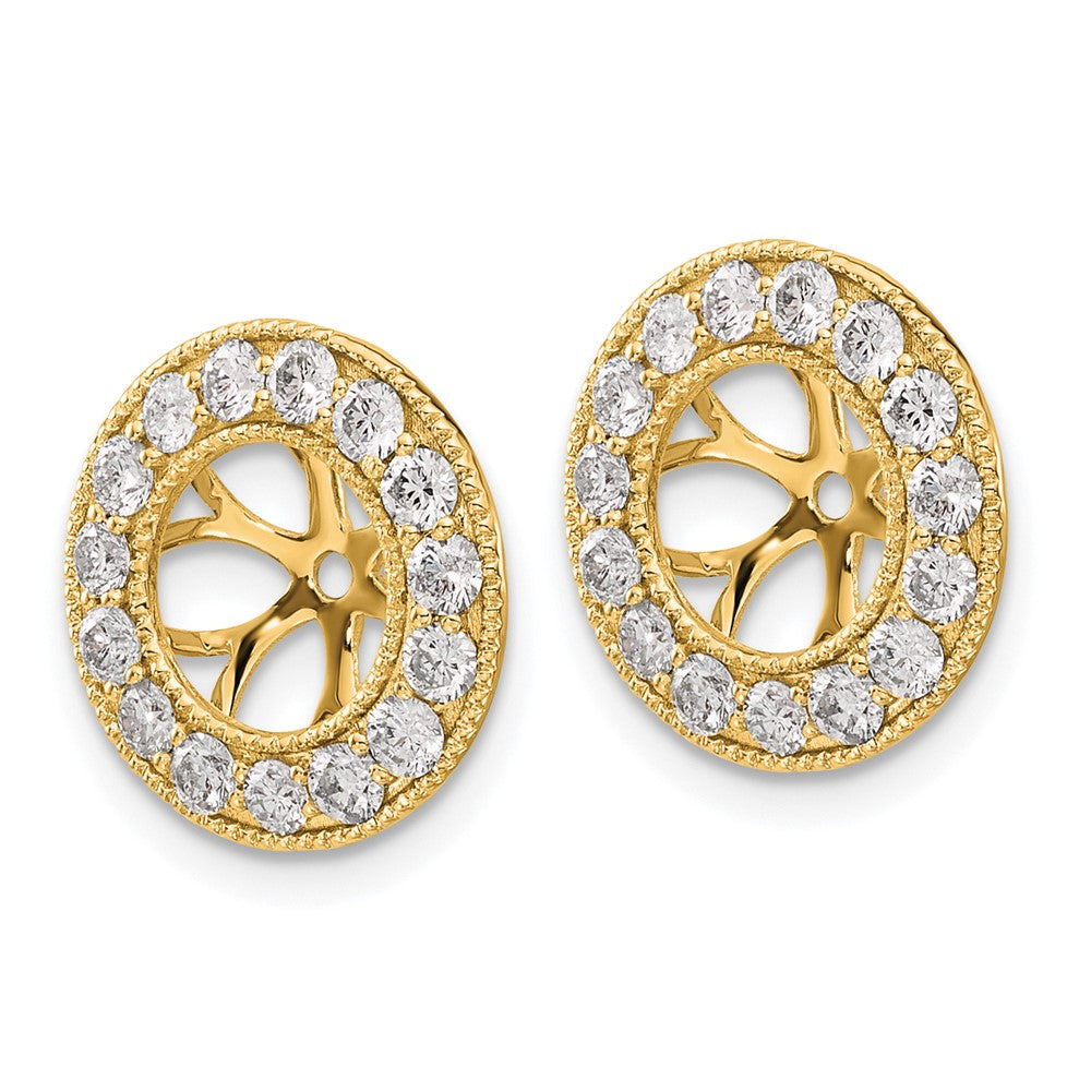 14K Gelbgold Diamant-Kreis-Ohrring-Jackets, 1K