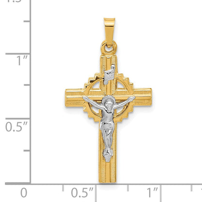14K Bicolor Gold Hohl Inri Iona Kruzifix Pendent