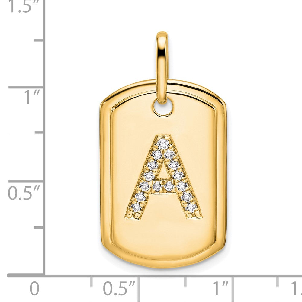 14K Gelbgold Diamant-Erkennungsmarken-Charm mit Initiale A