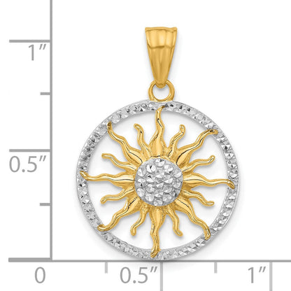14K Gelbgold und Rhodium Anhänger "Sonne" mit Diamantschliff
