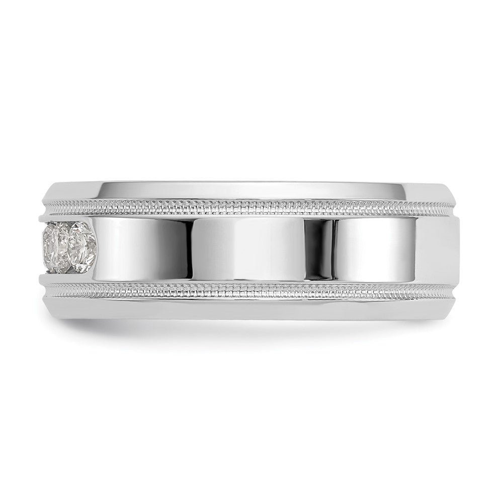 True Origin 14K Weißgold Labor gezüchteter Diamant VS+ F+ 0,5 ct. Größe 9 Ehering mit komplettem Facettenrand und Millegriffe