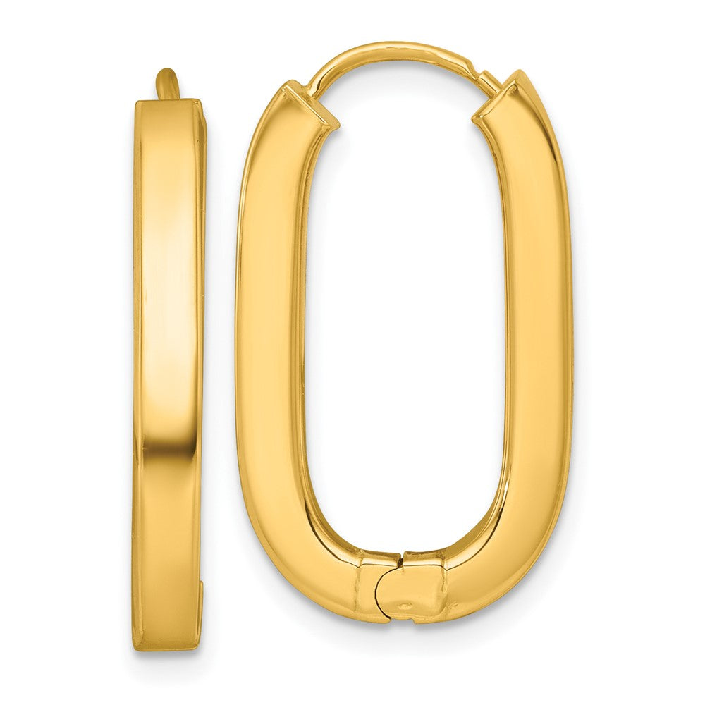 14K Gelbgold Poliert 3.25mm Oval Quadratisch Röhre Klappbar Creolen