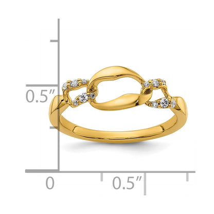 14K Gelbgold Poliert Diamant Wellenförmiger Ovaler Fashion-Ring