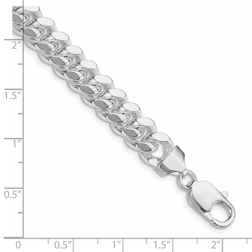 Sterlingsilber Rhodiniert 9mm Poliert Gewölbt Panzer Gliederarmband