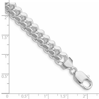 Sterlingsilber Rhodiniert 9mm Poliert Gewölbt Panzer Gliederarmband