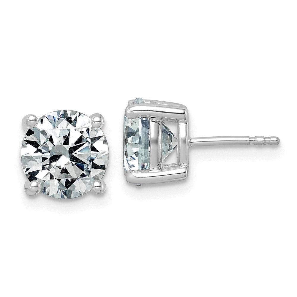 14K Weißgold Ohrstecker mit 5 ct. im Labor gezüchteten Diamanten, rund, Vierkrappenfassung, komplett, leicht, VS/SI+ G+