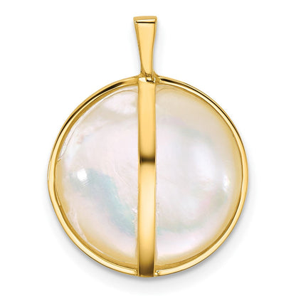 14K Gelbgold 14-15mm Rund Salzwasser Zucht Mabe Perle Anhänger