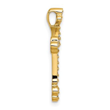 14K Gelbgold 1/3 Karat Diamant Knospend Kreuz Kette Anhänger