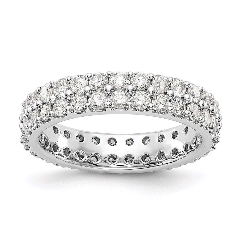 Platin Memoire-Ehering mit rundem Diamant, 2 ct., doppelreihig, AAA