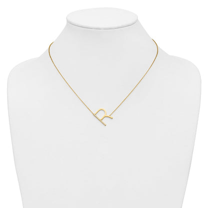 14K Gelbgold Seitlich Diamant Initiale R 18 Zoll Halskette