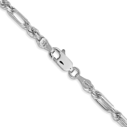 14K Weißgold 3.0mm Diamantiert Milano Kordel Halskette