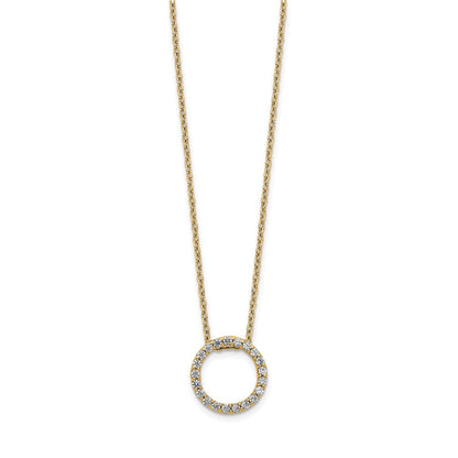 14K Gelbgold Poliert 1/4 Karat Diamant Kreis 18 Zoll Halskette