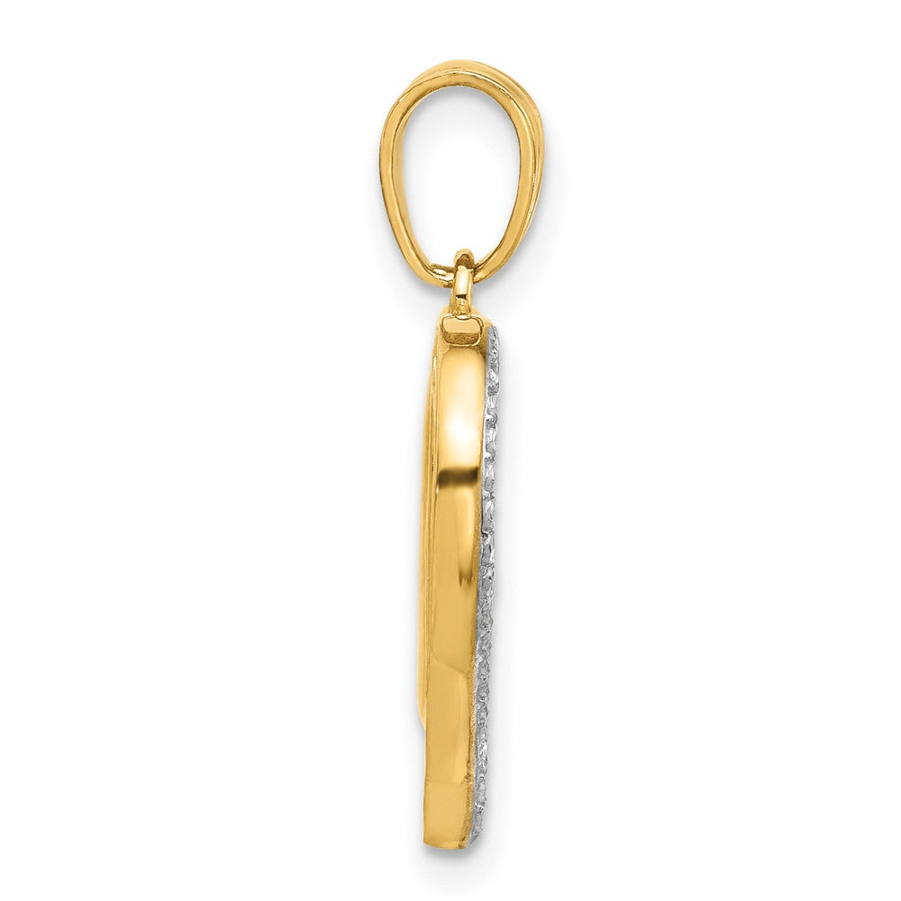 14K Gelbgold und Rhodium diamantgeschliffener Unendlichkeitsherz-Anhänger