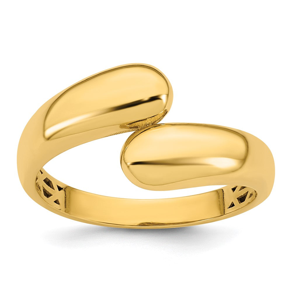 14K Gelbgold Polierter Bypass-Ring Größe 7