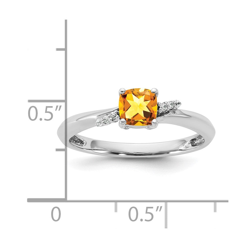 14K Weißgold Poliert Diamant und Citrin Mode Ring